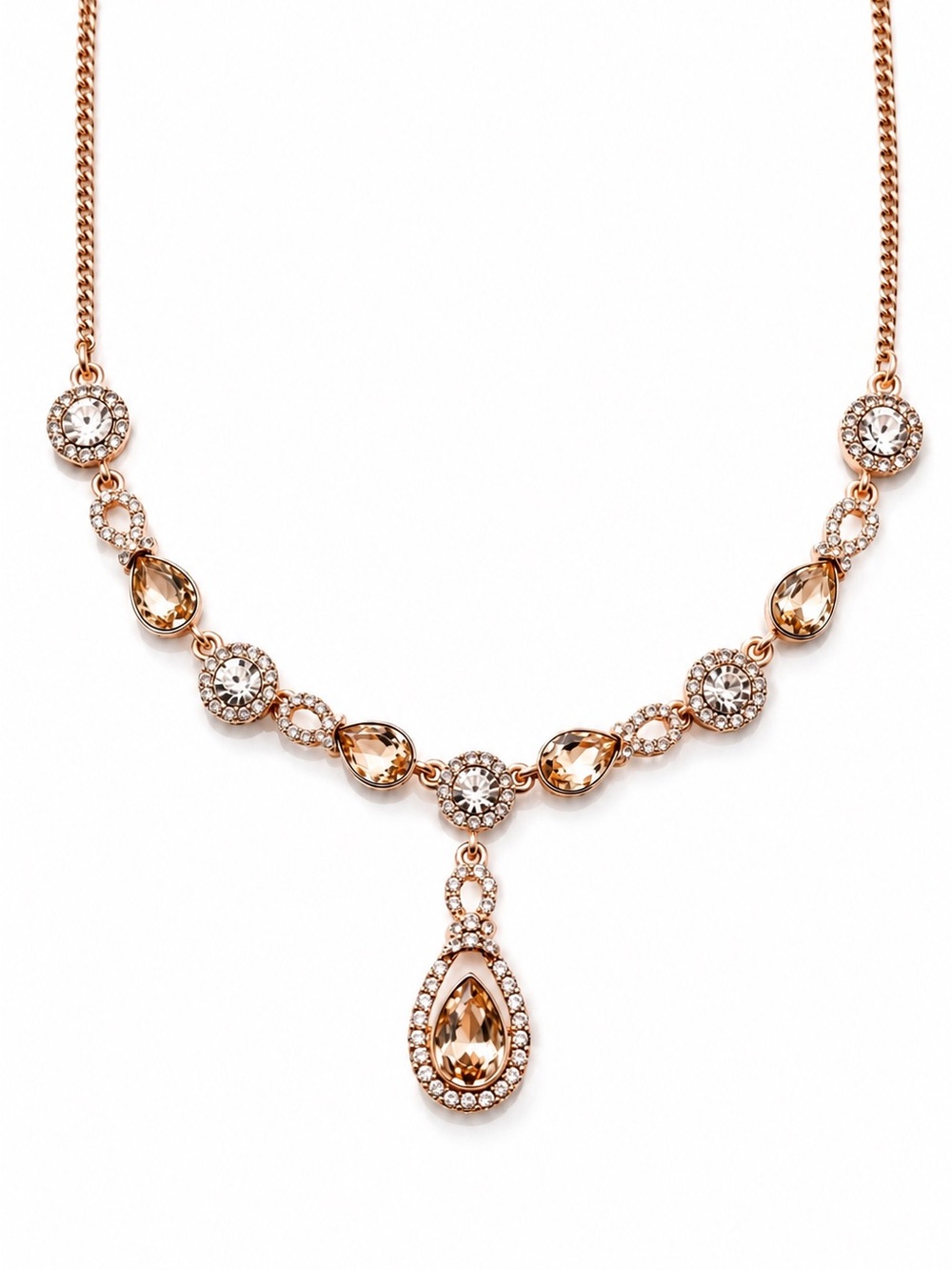 Givenchy Rose Gold-Tone Crystal Teardrop Statement Necklace